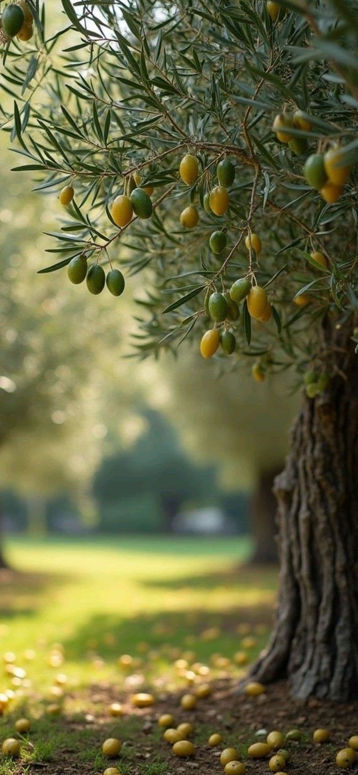Glass bottle of olive oil.